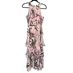 Tommy Hilfiger Multicolor Floral Print Sleeveless Tiered Maxi Dress 8 Petite